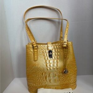 Brahmin FIORA Lemon Drop Melbourne Genuine Leather Shoulder Bag T9815101330 New